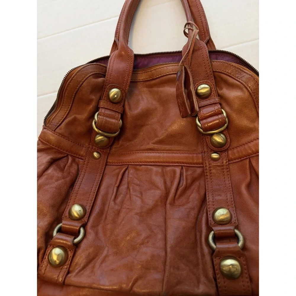 TANO Handbag Soft‎ Leather Zip Shoulder Bag Hobo - Red Orange - Please Read